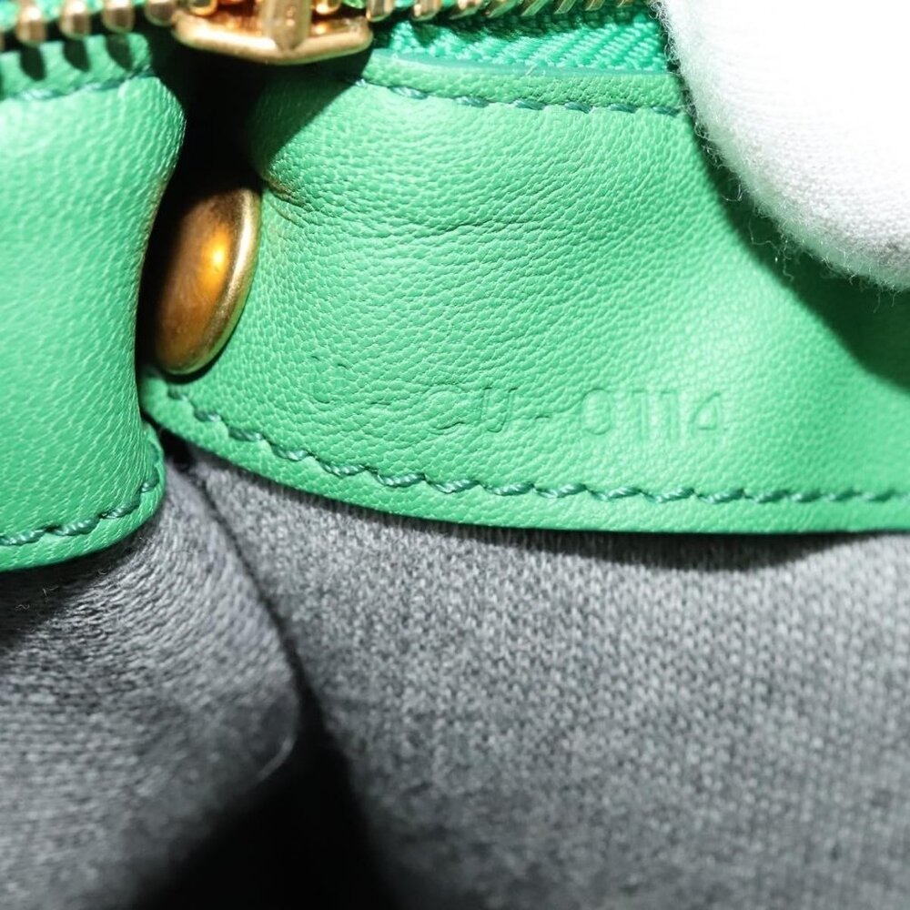 Authentic CELINE Trio Shoulder Bag Leather Green Gold - Picture 4 of 16
